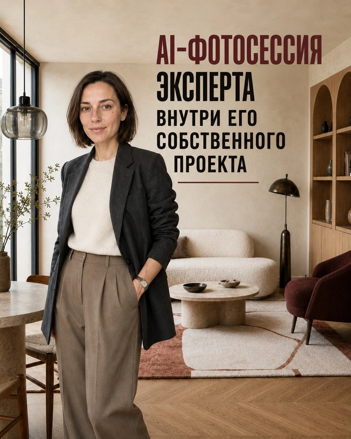 Обложка кейса: AI-фотосессия эксперта внутри его собственного проекта