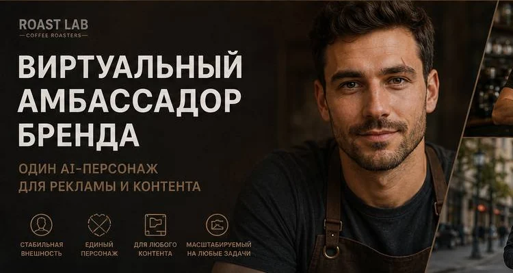Обложка кейса: виртуальный амбассадор бренда ROAST LAB