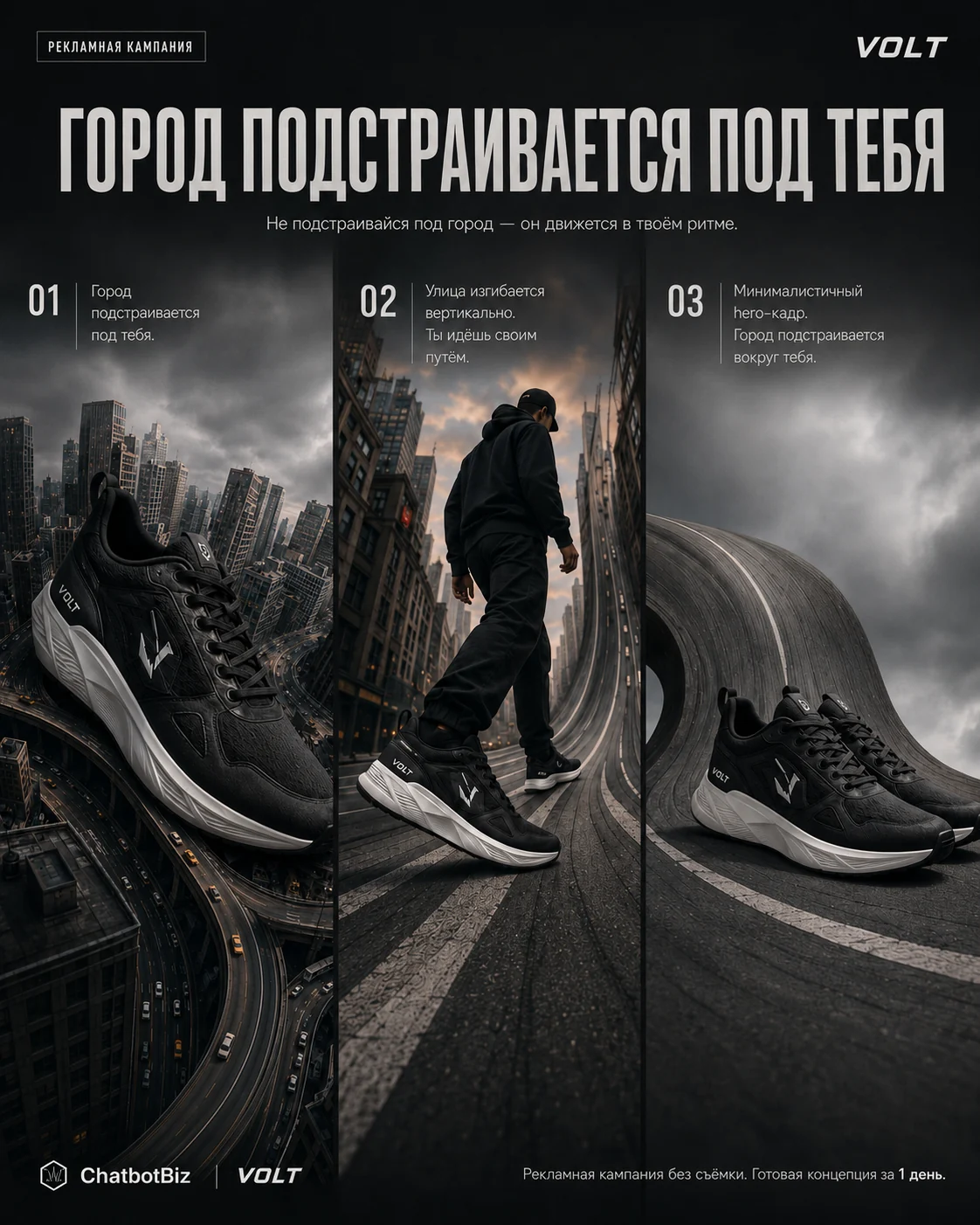 Три key visual VOLT в одной рекламной системе